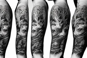 angry bear full sleeve tattoo tattoo idea