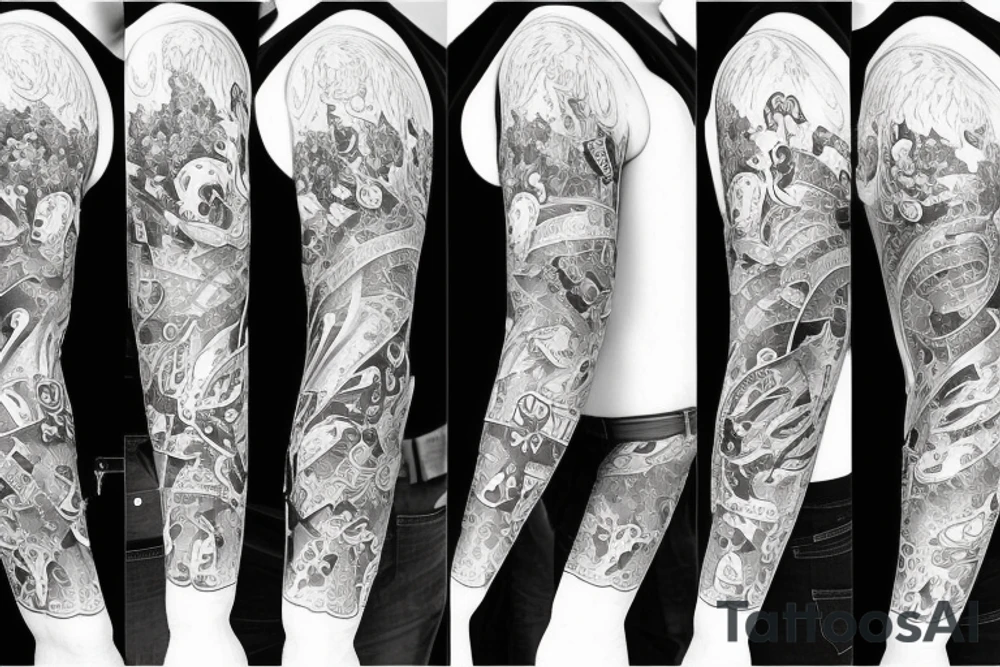 angry bear full sleeve tattoo tattoo idea