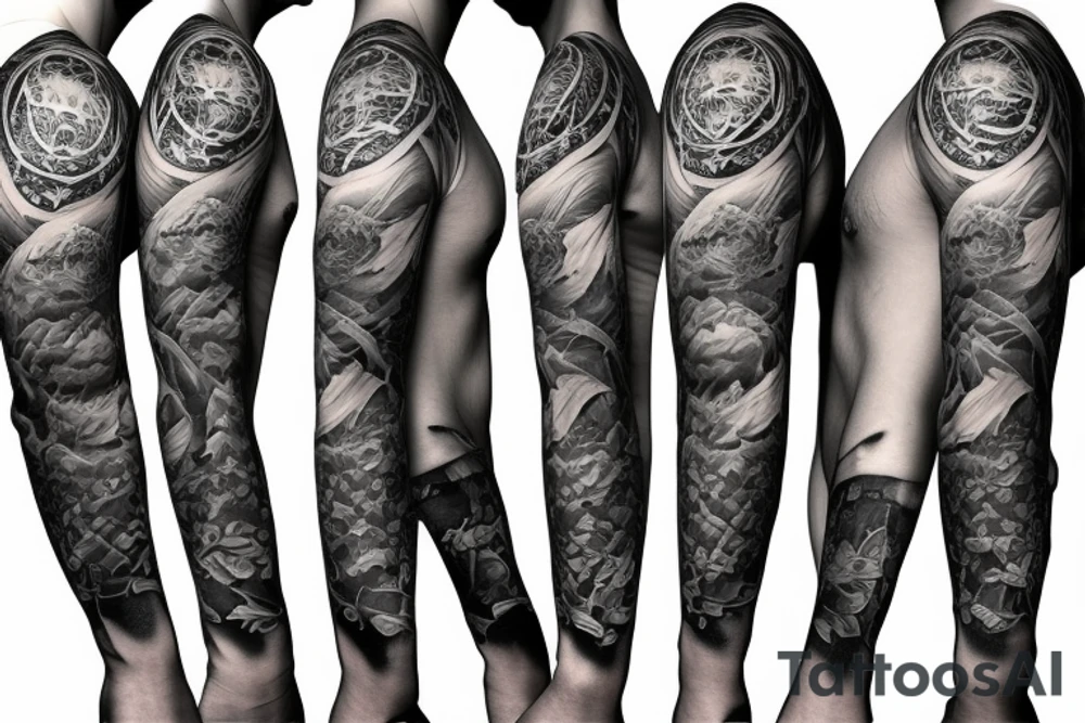 furious bear full sleeve tattoo tattoo idea