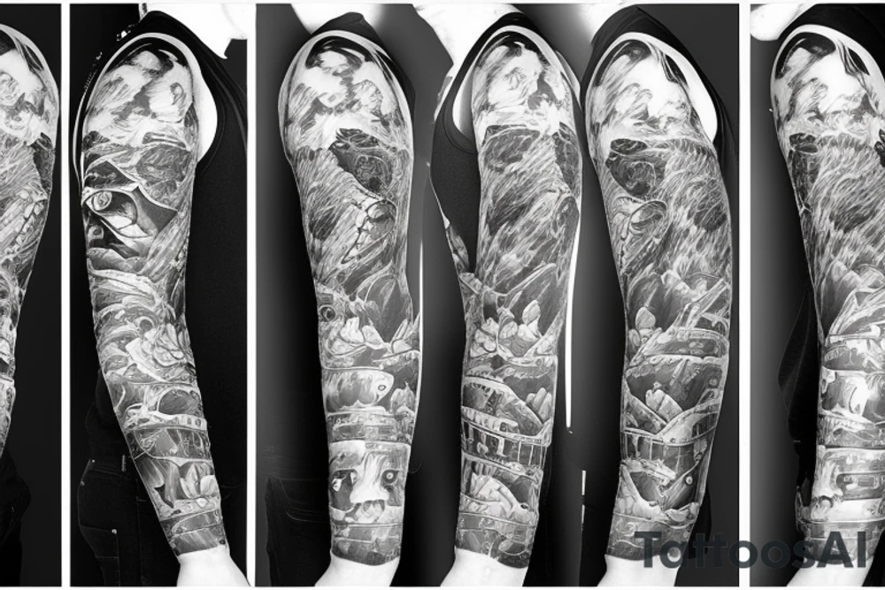 furious bear full sleeve tattoo tattoo idea