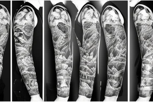furious bear full sleeve tattoo tattoo idea