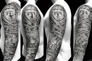 furious bear full sleeve tattoo idea