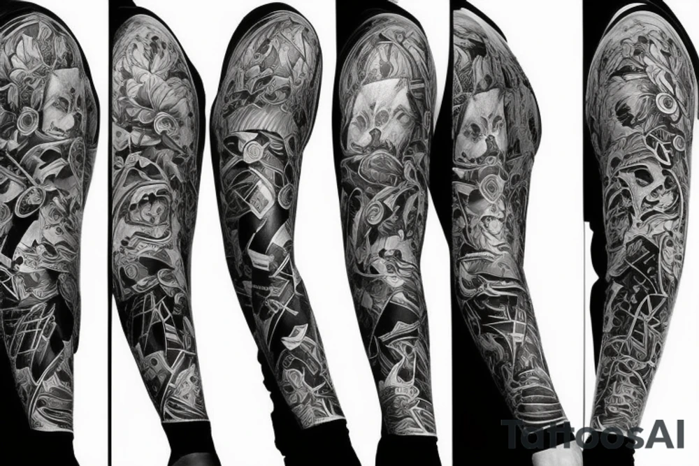 furious bear full sleeve tattoo idea