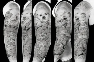 furious bear full sleeve tattoo idea