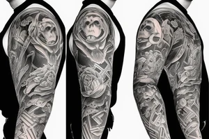 furious bear full sleeve tattoo idea