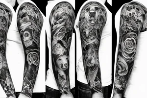 furious bear full sleeve tattoo idea
