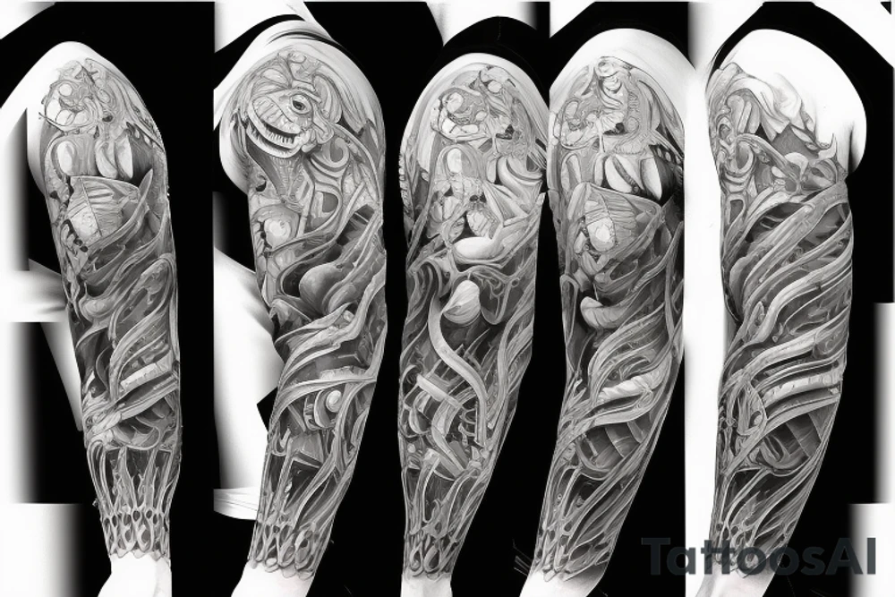 furious bear full sleeve tattoo idea