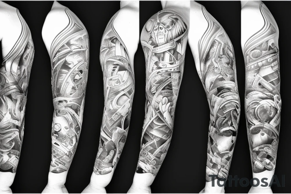 furious bear full sleeve tattoo idea