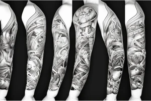 furious bear full sleeve tattoo idea