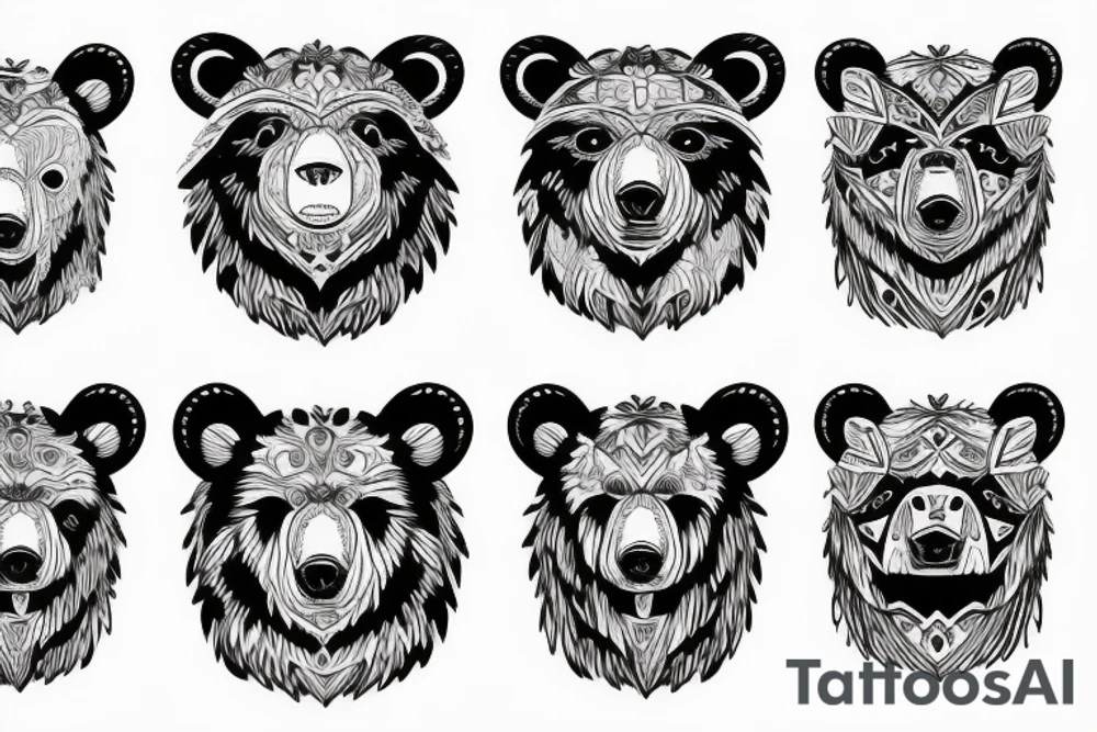 furious bear full sleeve tattoo idea