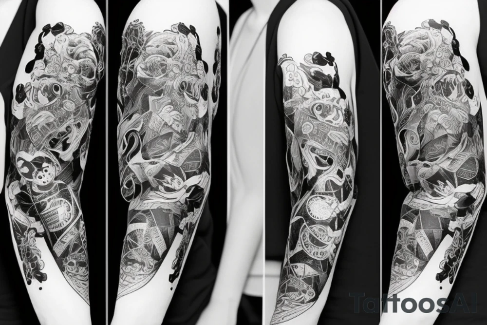 furious bear full sleeve tattoo idea