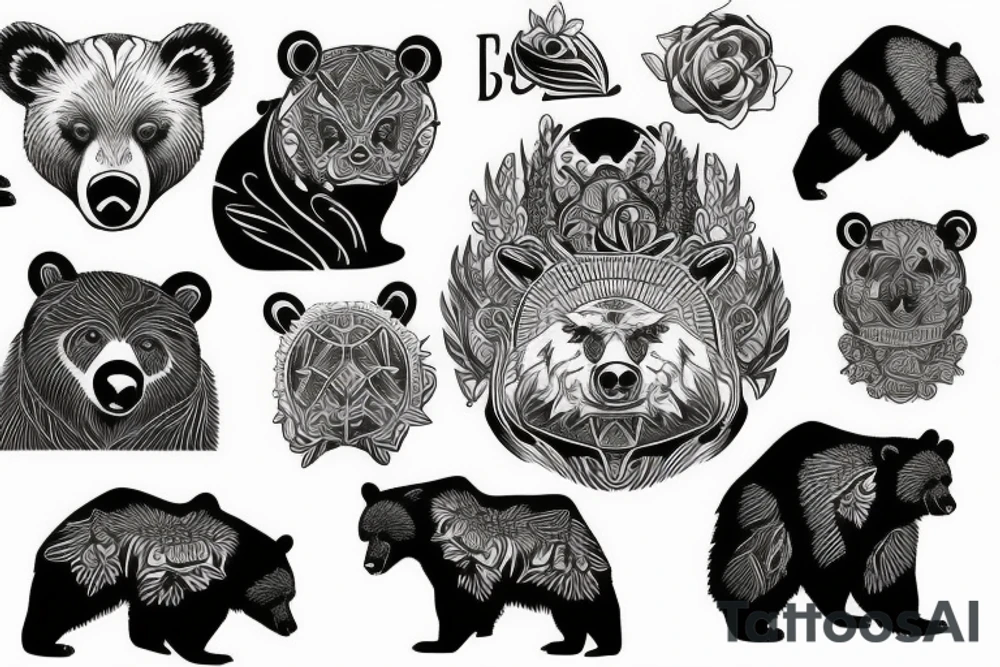 furious bear full sleeve tattoo idea
