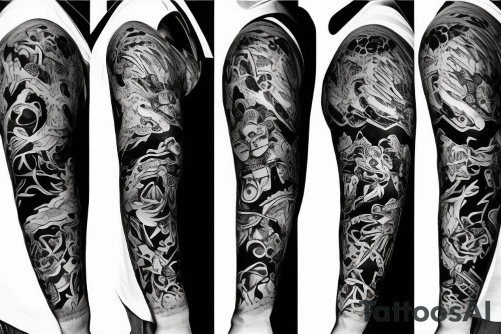 furious bear full sleeve tattoo idea
