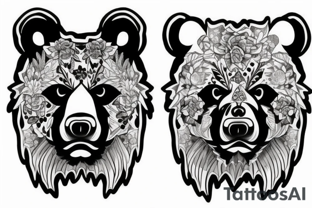 furious bear full sleeve tattoo idea