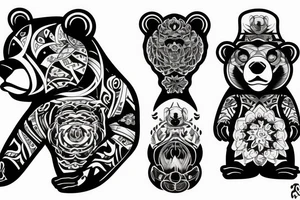 furious bear full sleeve tattoo idea