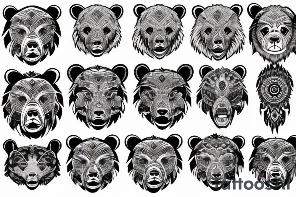 furious bear full sleeve tattoo idea