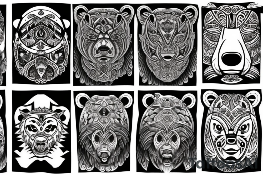 furious bear full sleeve tattoo idea