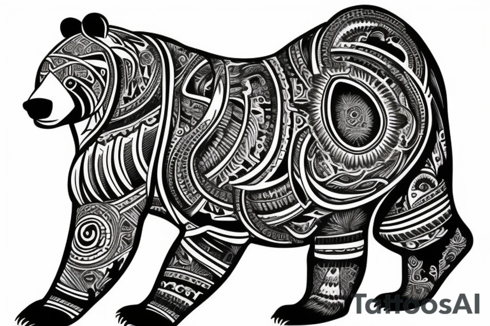 furious bear full sleeve tattoo idea