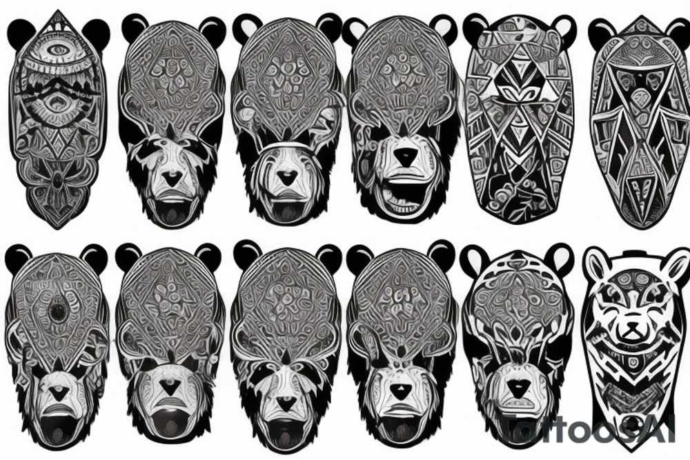 furious bear full sleeve tattoo idea
