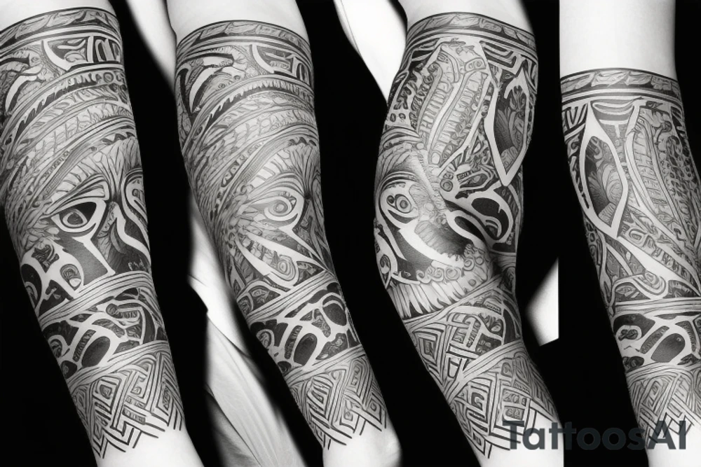 furious bear full sleeve tattoo idea