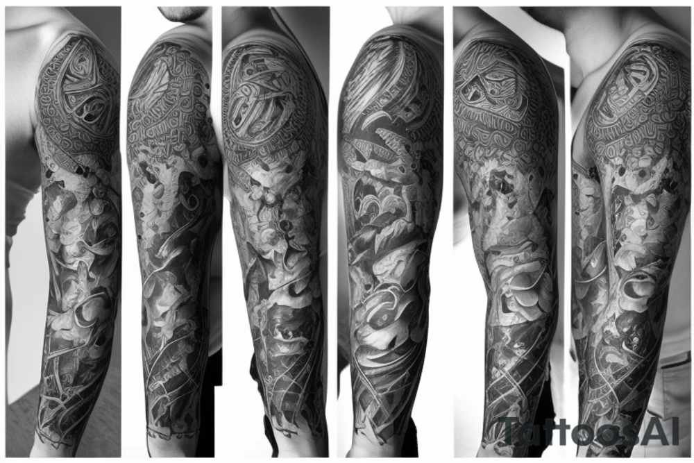 furious bear full sleeve tattoo idea
