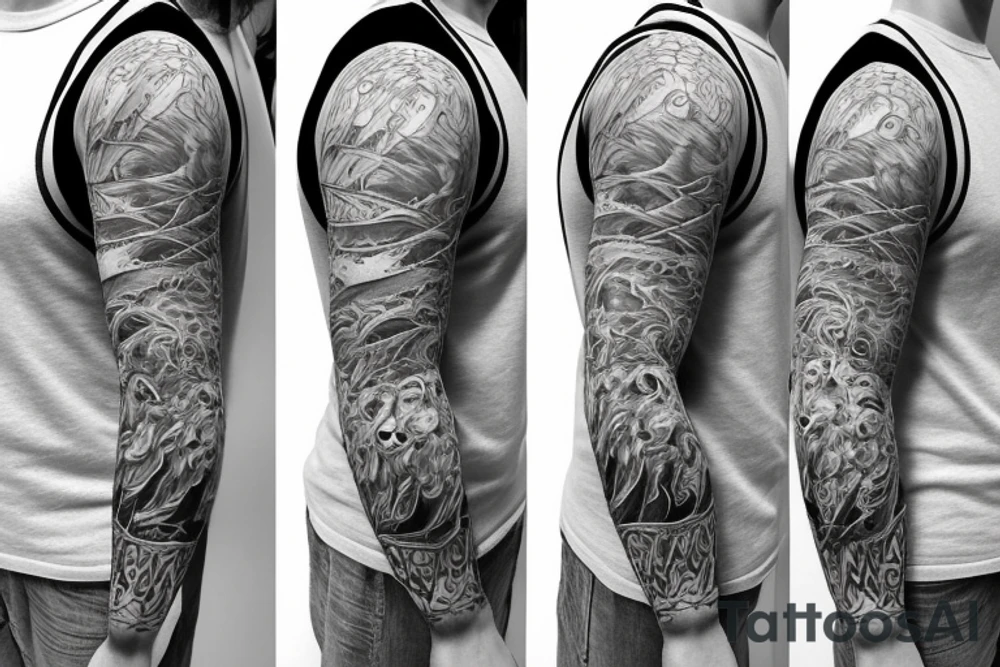 furious bear full sleeve tattoo idea