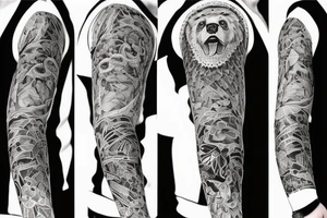 furious bear full sleeve tattoo idea