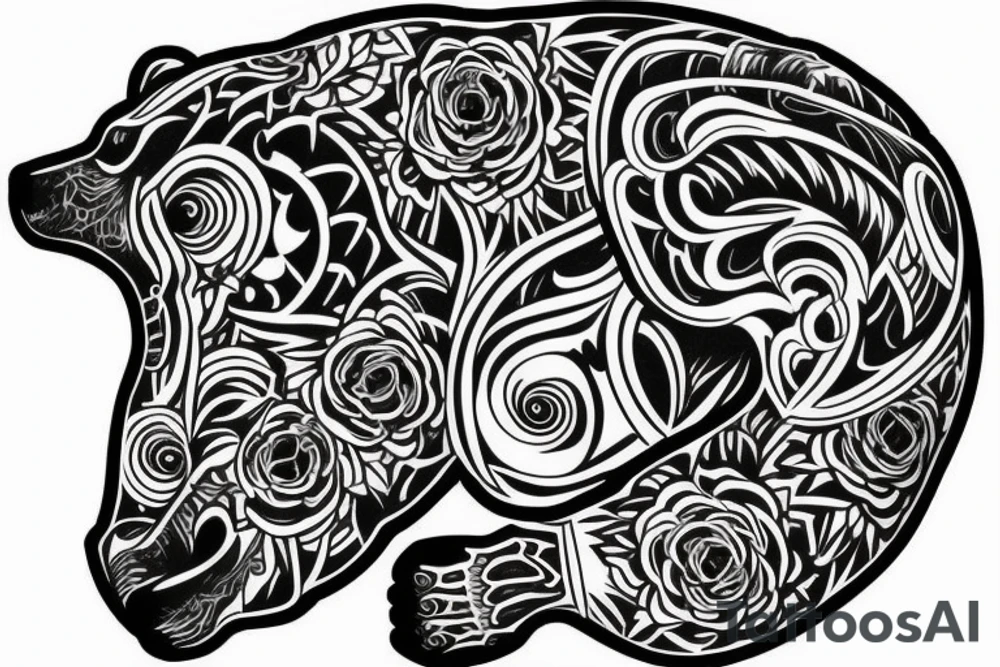 furious bear full sleeve tattoo idea