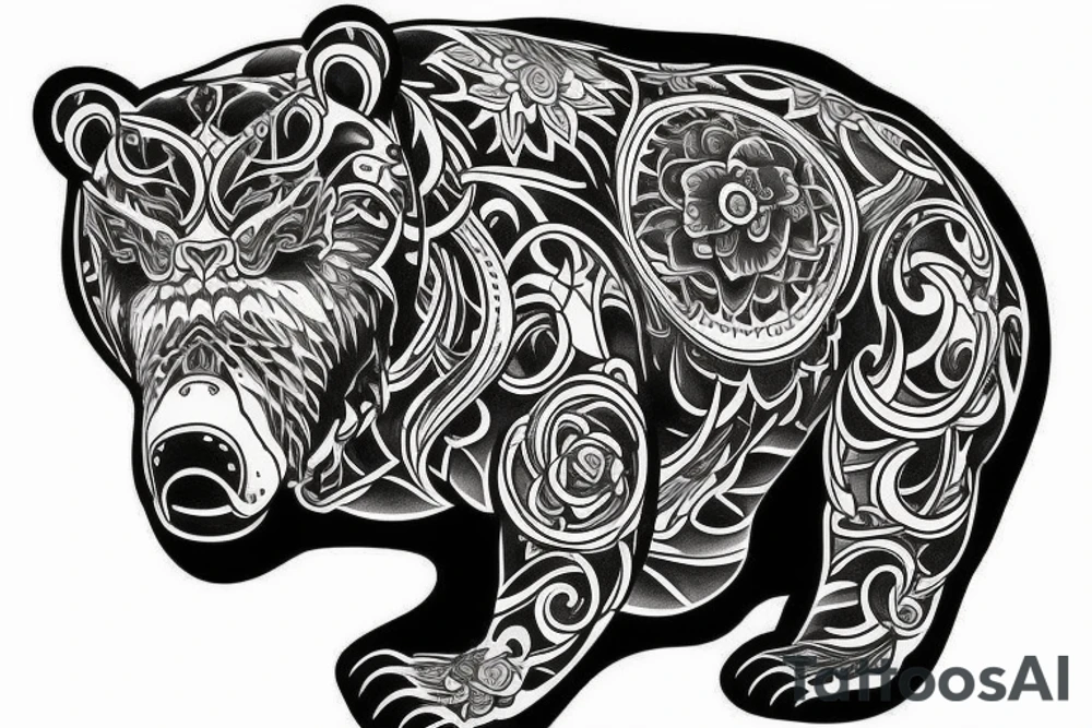 furious bear 42 full sleeve tattoo idea