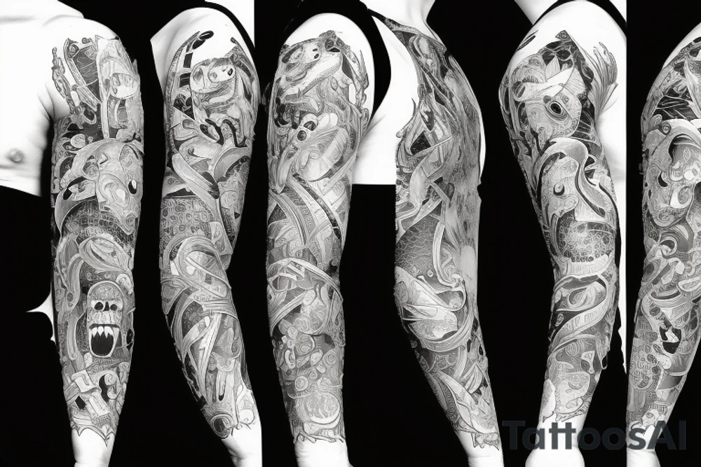 furious bear 42 full sleeve tattoo idea