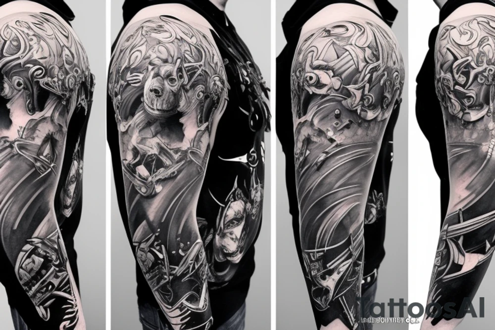 furious bear 42 full sleeve tattoo idea