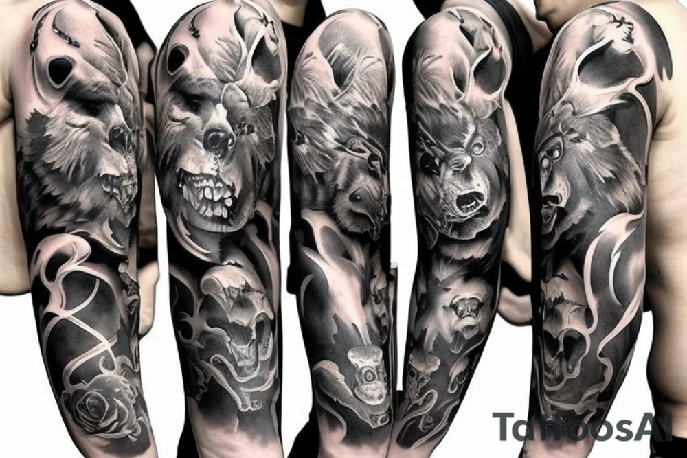 furious bear 42 full sleeve tattoo idea