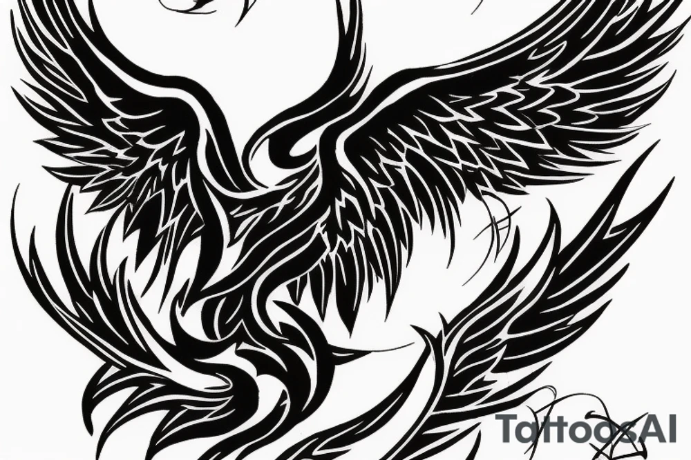 Need a phoenix tattoo design for my back extending from my shoulder blade to lower back with wings spreading outwards tattoo idea