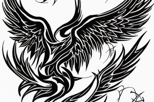 Need a phoenix tattoo design for my back extending from my shoulder blade to lower back with wings spreading outwards tattoo idea
