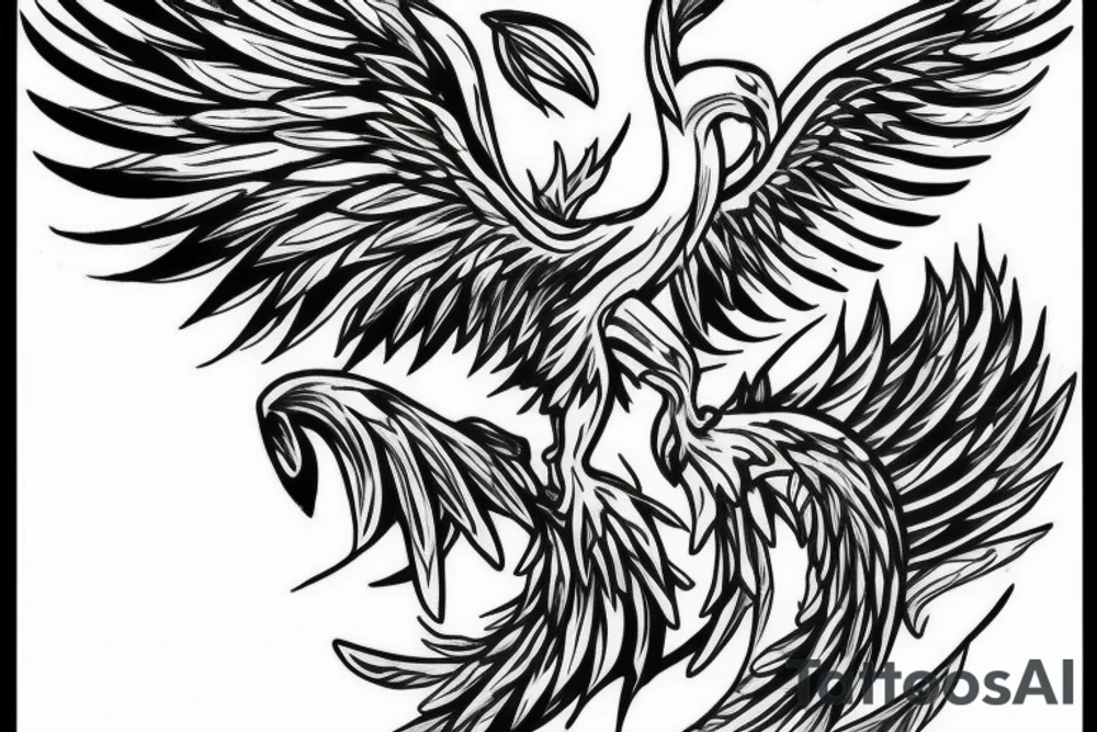 Need a phoenix tattoo design for my back extending from my shoulder blade to lower back with wings spreading outwards tattoo idea