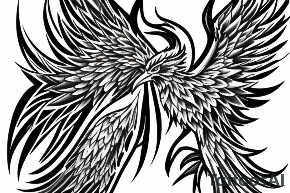 Need a phoenix tattoo design with a masculine look for trapezoid muscle tattoo idea