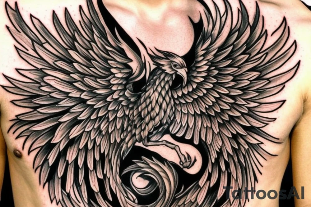 Need a phoenix tattoo design with a masculine look for trapezoid muscle tattoo idea