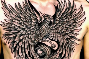 Need a phoenix tattoo design with a masculine look for trapezoid muscle tattoo idea