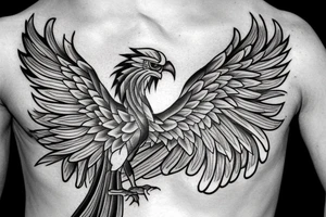 Need a phoenix tattoo design with a masculine look for trapezoid muscle tattoo idea