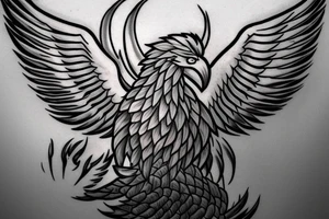 Need a phoenix tattoo design with a masculine look for trapezoid muscle tattoo idea