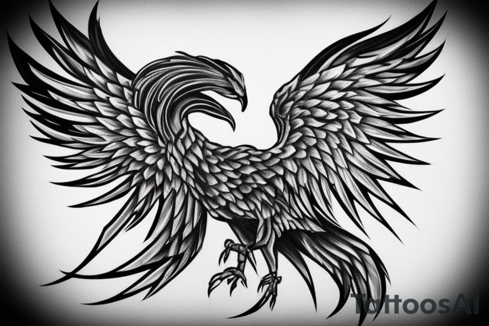 Need a phoenix tattoo design with a masculine look for trapezoid muscle tattoo idea