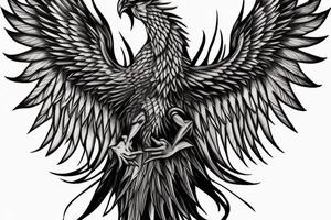 Need a phoenix tattoo design with a masculine look for trapezoid muscle with head near to my neck with wings spread over to my shoulder and tail to the lower back tattoo idea