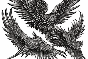 Need a phoenix tattoo design with a masculine look for trapezoid muscle with head near to my neck with wings spread over to my shoulder and tail to the lower back tattoo idea