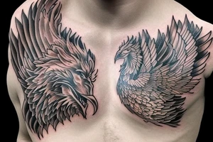 Suggest me some meaningful tattoos wish shows that I will rise from any adverse situation with a phoenix in a muscular looks tattoo idea