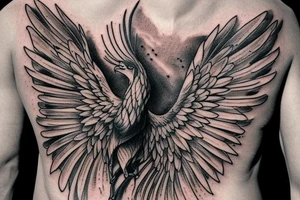 Suggest me some meaningful tattoos wish shows that I will rise from any adverse situation with a phoenix in a muscular looks with a V shape to the back with a symmetrical look tattoo idea