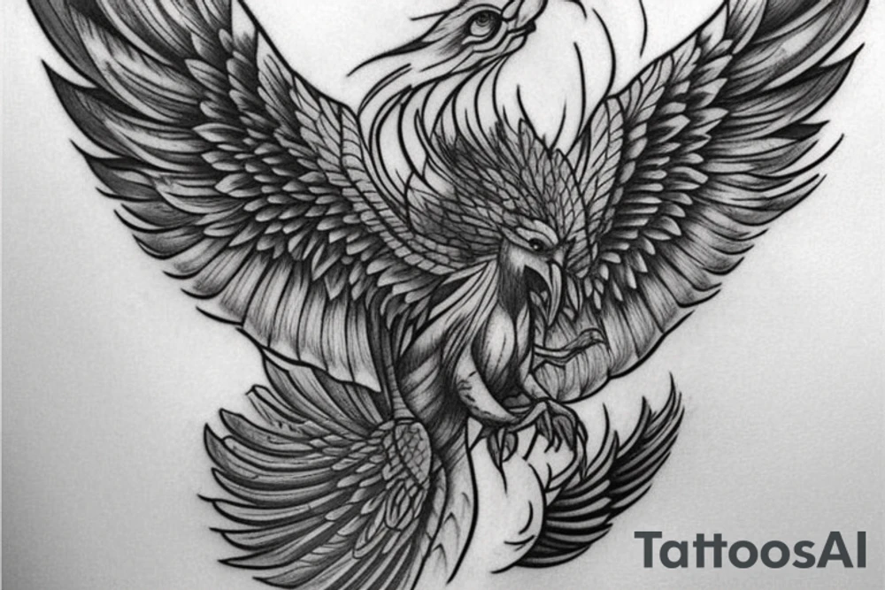 Suggest me some meaningful tattoos wish shows that I will rise from any adverse situation with a phoenix in a muscular looks with a V shape to the back with a symmetrical look with head at the top two wings spreading symmetrically to the both sides of spine tattoo idea