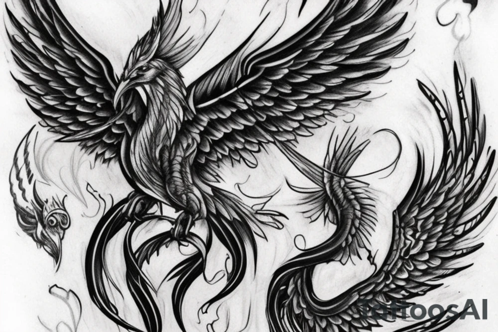 Suggest me some meaningful tattoos wish shows that I will rise from any adverse situation with a phoenix in a muscular looks with a V shape to the back with a symmetrical look with head at the top two wings spreading symmetrically to the both sides of spine tattoo idea