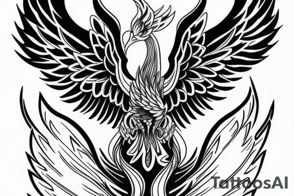 Suggest me some meaningful tattoos wish shows that I will rise from any adverse situation with a phoenix in a muscular looks with a V shape to the back with a symmetrical look with head at the top two wings spreading symmetrically to the both sides of spine in a simple design tattoo idea