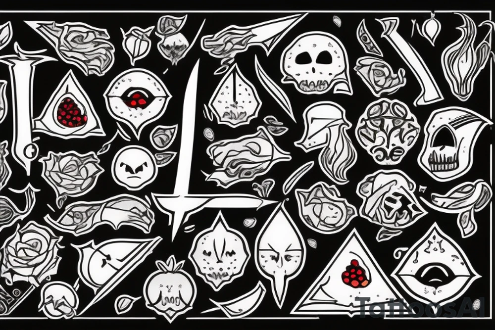 a dagger and a pomegranate tattoo idea