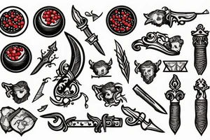 a dagger and a pomegranate tattoo idea